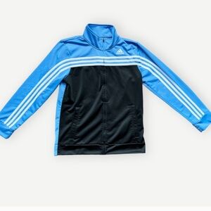 Adidas Kids Junior’s Long Sleeve Blue Stripe Zip Up Jacket. 14-16. 14. 16.
